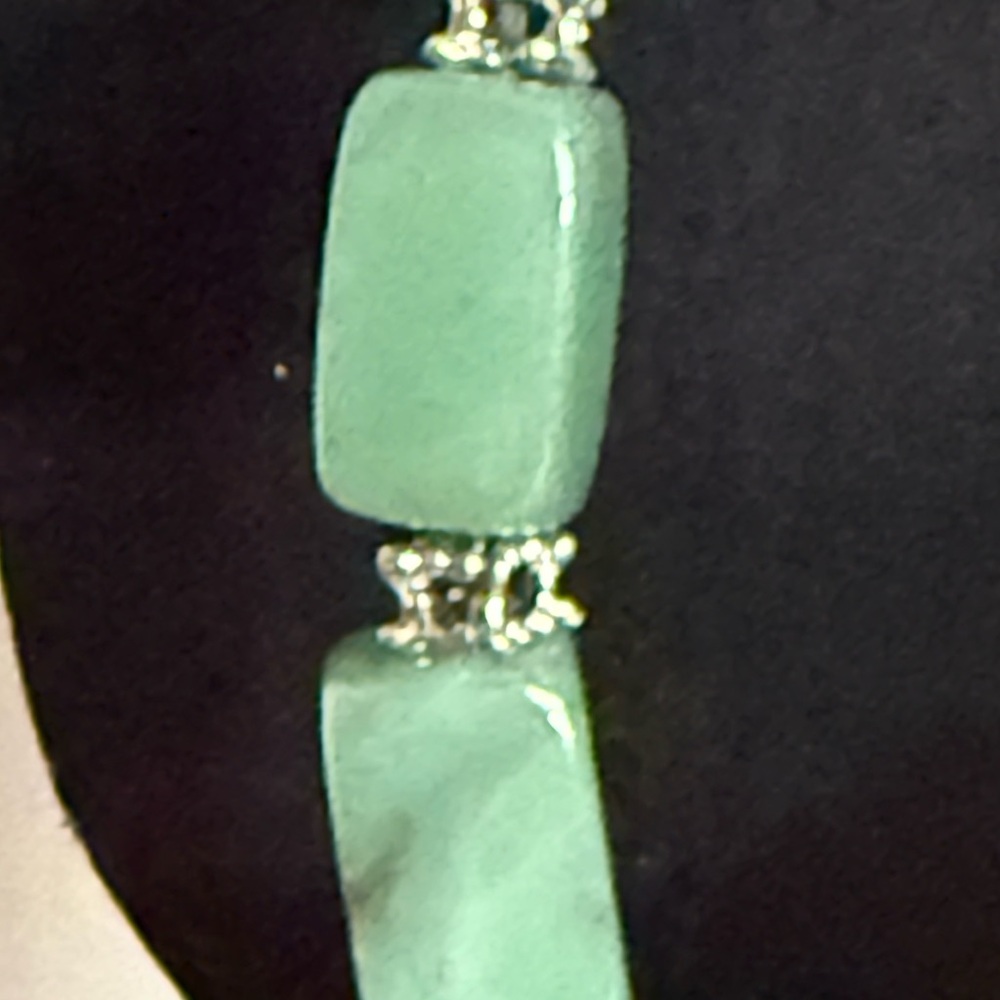 Chunky Green Aventurine Rectangular Bead Bracelet… - image 8